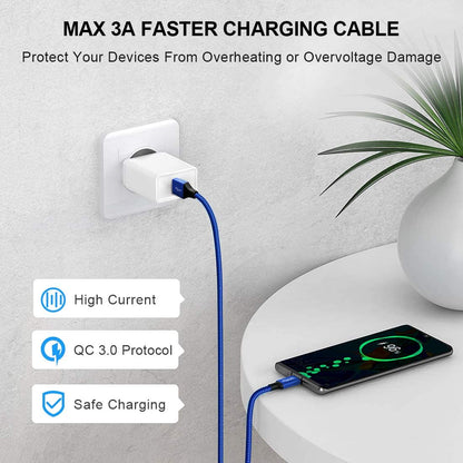 Extra Long USB C Cable [15Ft, 2-Pack],  Fast Charge 15 Feet USB a to USB Type C Cable 2.0, Super Durable Nylon Braided USB-C Charger Charging Cord - Blue